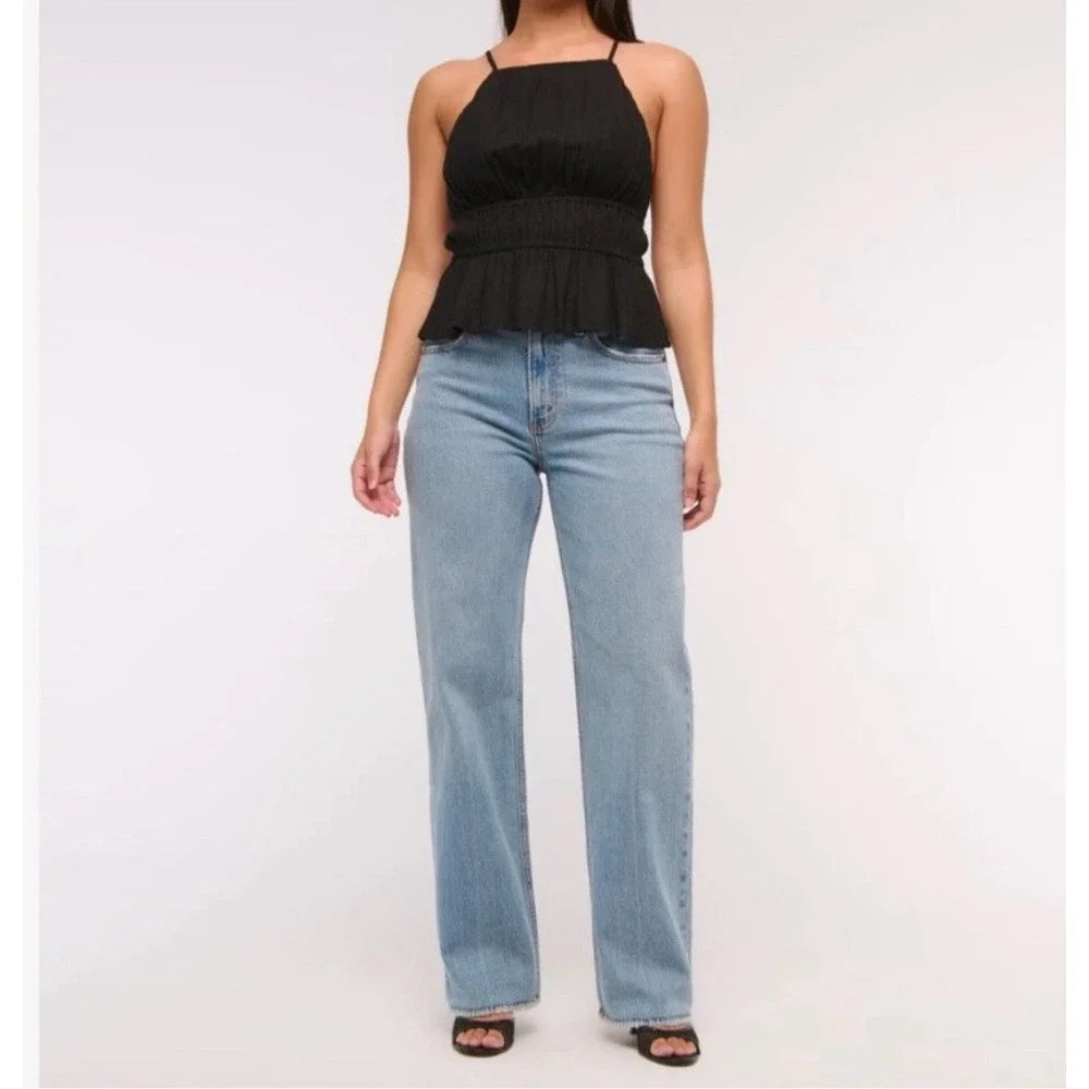 Abercrombie & Fitch The '90s Relaxed Jean 18R/34x30 Ultra High Rise Criss Cross